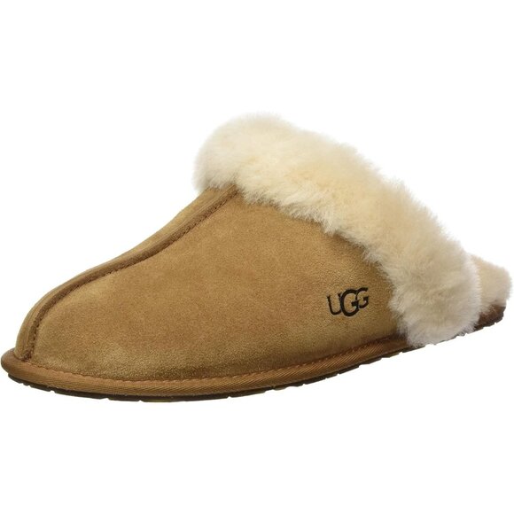🆕Women's Chestnut Imported Sheepskin Dyed Sheep Fur Suede upper Slipper - Picture 6 of 12
